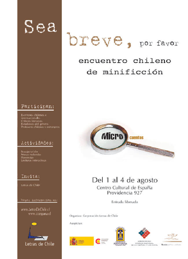Programa Encuentro de Minificción «Sea breve, por favor»